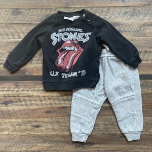 Rolling Stones sweatshirt & jogger set. Size 18 months.